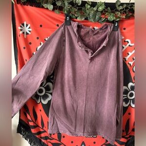Women's Washed Plum Long-Sleeve Top - Casual V-Neck
